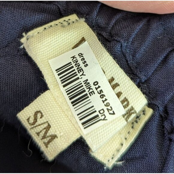 World Market Women size S/M Embroidered Gauzy Beachy Navy Dress Off Shoulder - Picture 8 of 11